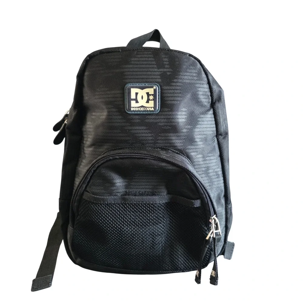 DC Shoes USA Mini Backpack Black Y2K Skater Aesthetic Nylon Small Bag